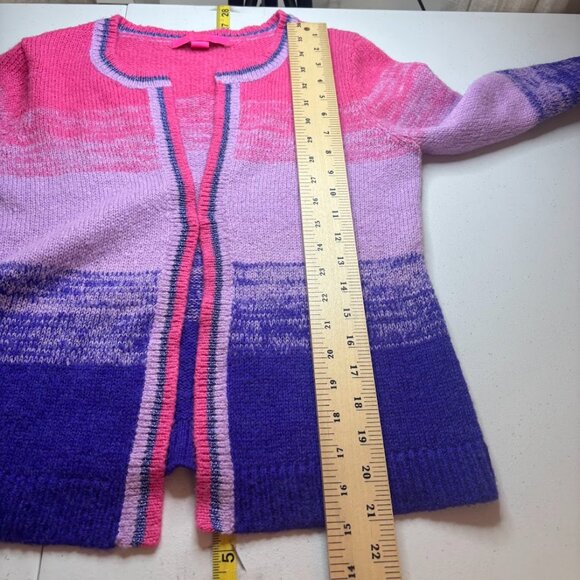 Lilly Pulitzer Tessalyn Wool Purple Pink Metallic Sweater Cardigan Sz M Preppy - Picture 12 of 13